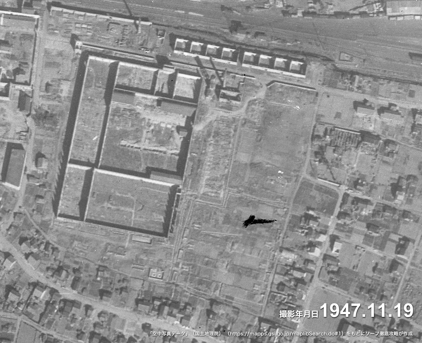 1947年の金津園の航空写真