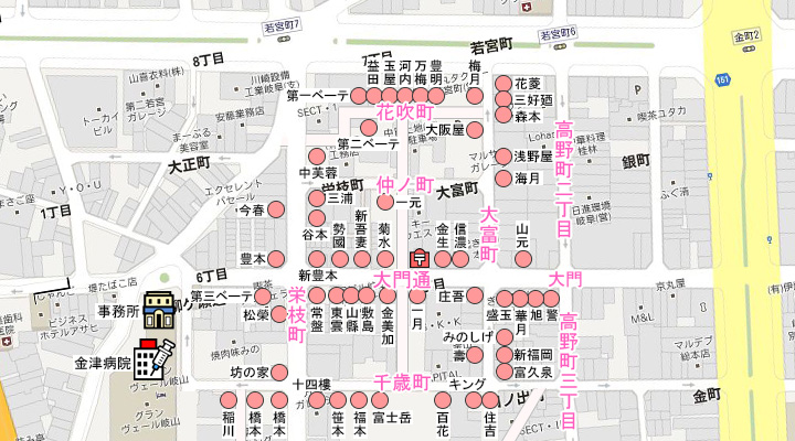 かつての金津遊郭MAP